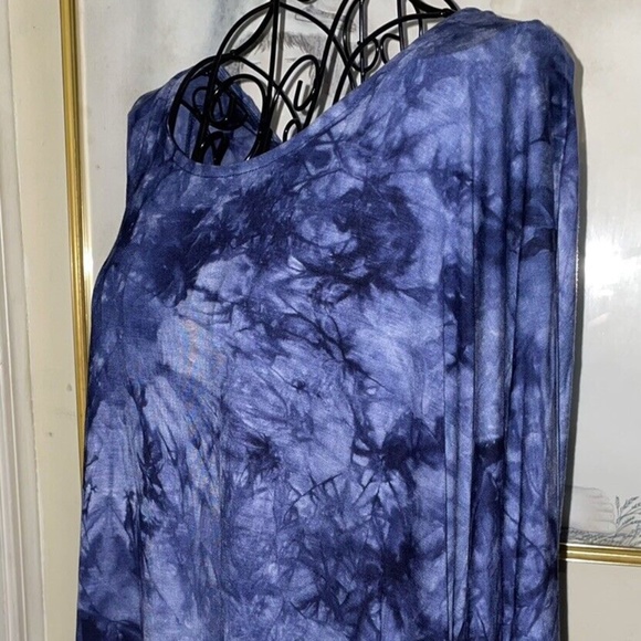SIMPLE BY SUZANNE BETRO BLUE TIE DYE "TWOFER" DRAPED OPEN BACK TOP~1X - Picture 2 of 5